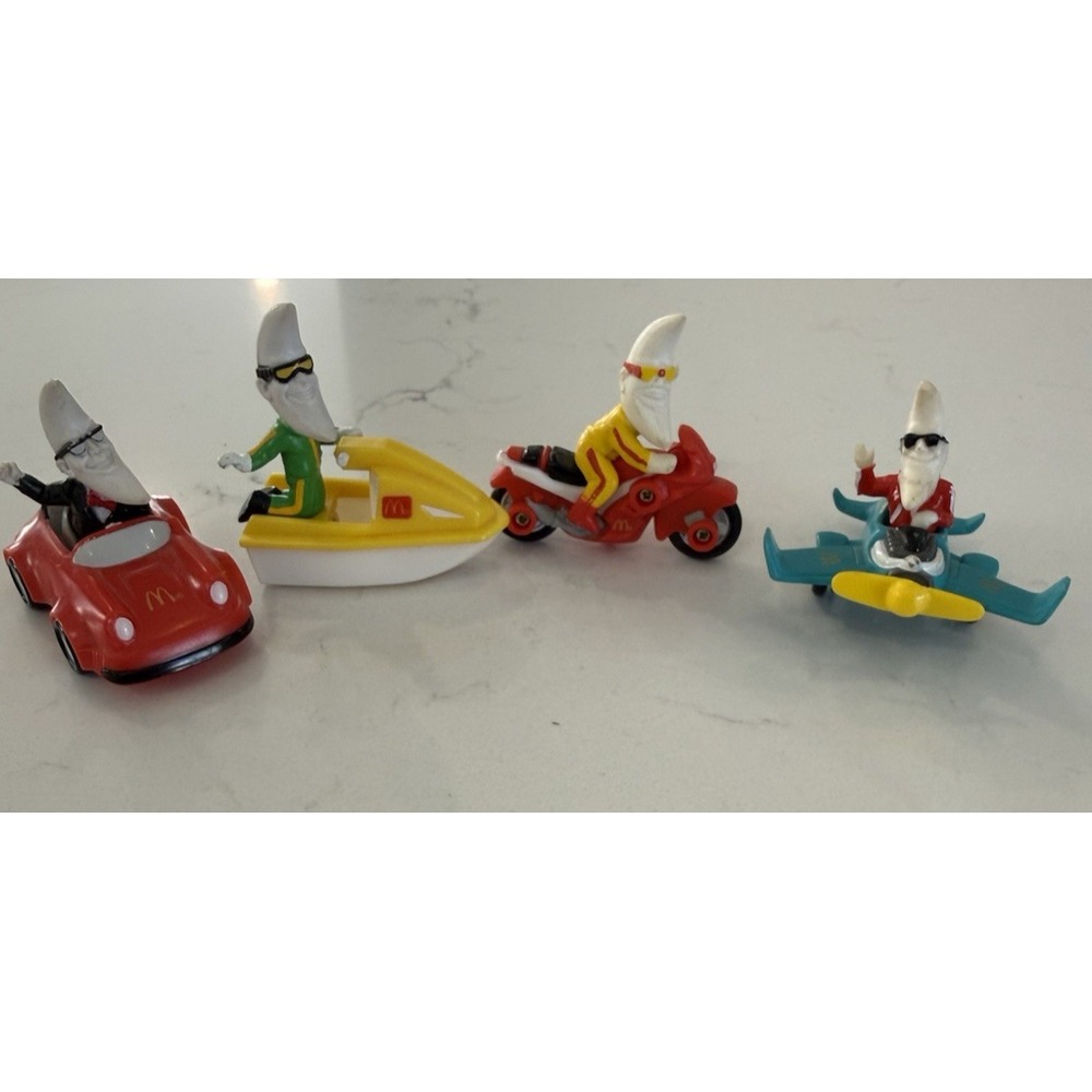 McDonald's "MAC THE NIGHT" Moon Man Toys 1988 Lot of 4 Happy Meal Toys Used